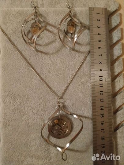 Серьги и кулон в стиле Steampunk