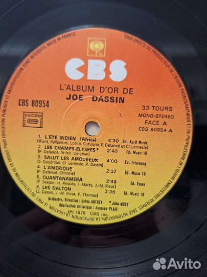 Joe Dassin – L'Eté Indien : Album D'Or LP