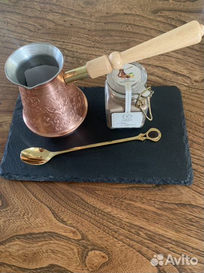 Турка медная с мерной ложкой для кофе