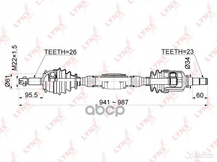 Привод в сборе перед прав CD1153 lynxauto