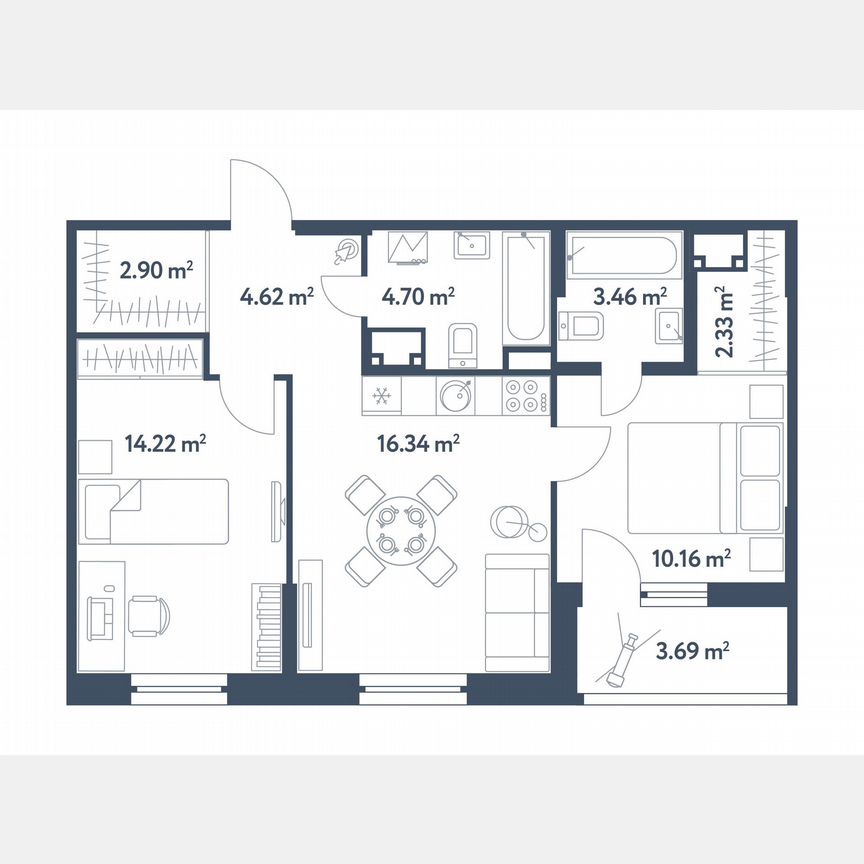 3-к. квартира, 60,6 м², 2/25 эт.
