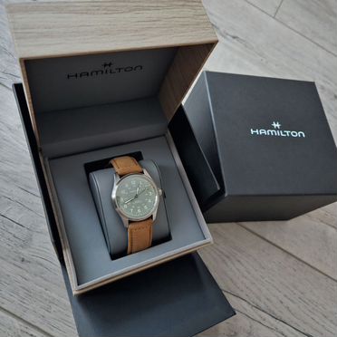 Новые часы Hamilton khaki field titanium (зеленые)