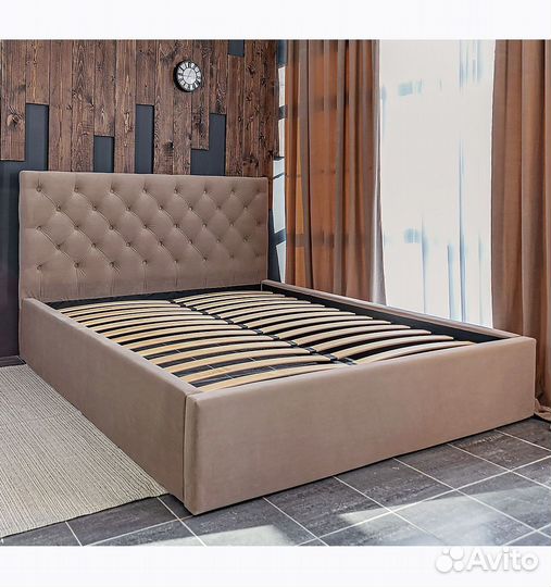 Кровать 140х200 в велюре Барокко кофе