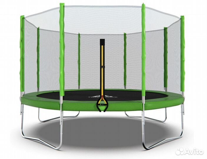 Батут 366cм с сеткой и лестницей в наличии зеленый