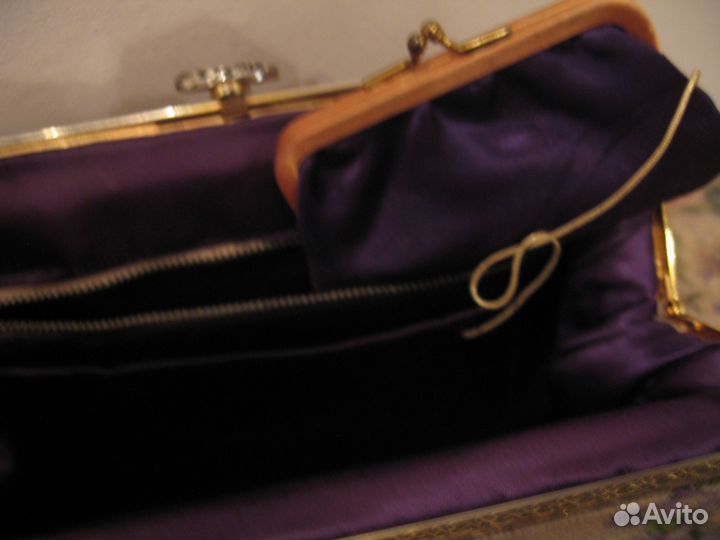 Винтажная вышитая сумка фиалки