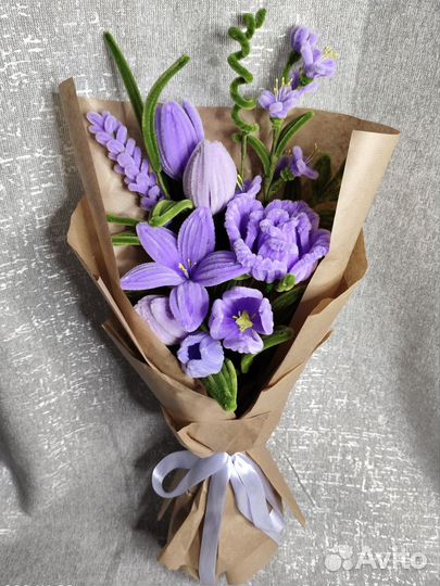 Букет цветов (тюльпаны, розы) ручной работы