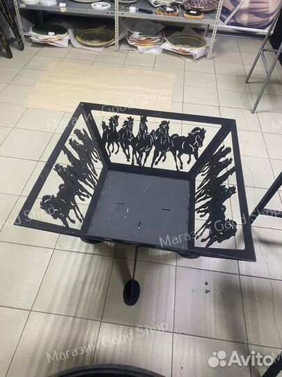 Чаша для костра 70х70 см (Рис. Кони ) съемные ножк