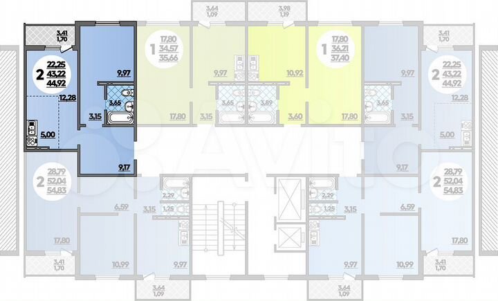 2-к. квартира, 44,9 м², 7/16 эт.