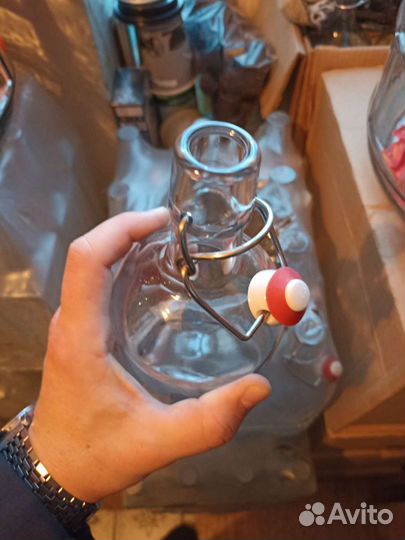 Бутылка 1л с бугельной пробкой прозрачная