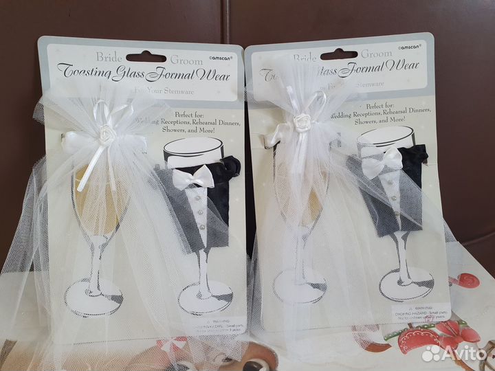 Украшение на свадебные бокалы Новые, свадьба