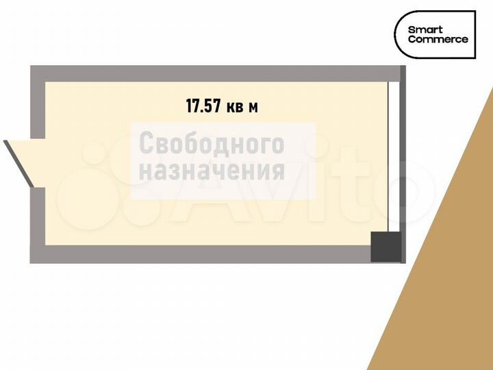 Коммерческое помещение, недвижимость, 17.57 м²