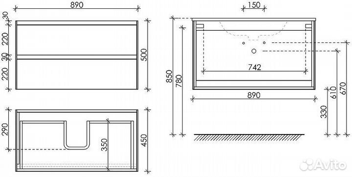 Тумба с раковиной Sancos Cento CN90KE