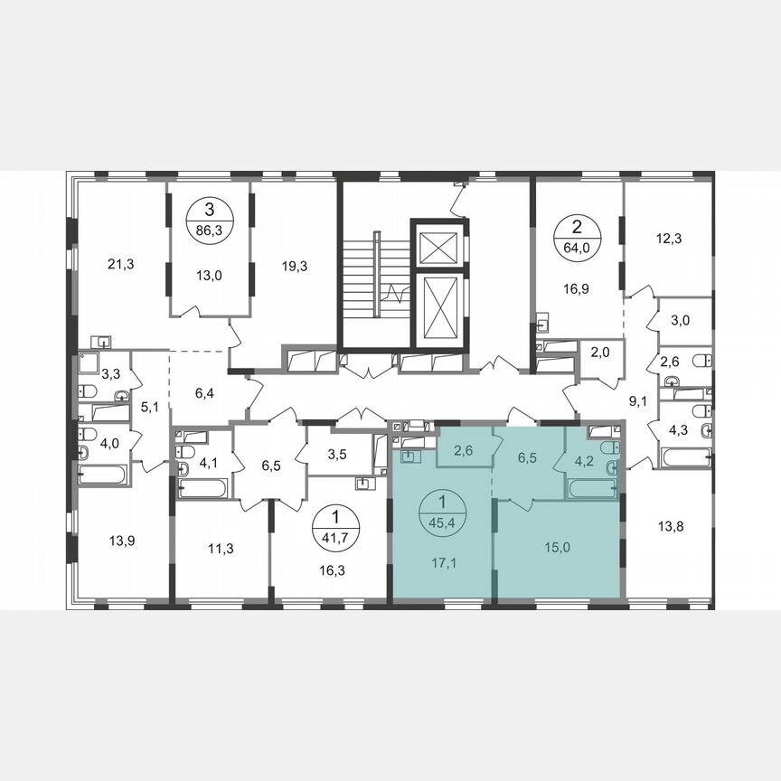 1-к. квартира, 45,4 м², 18/19 эт.