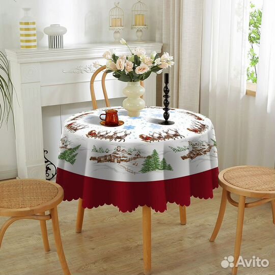 Скатерть новогодняя круглая