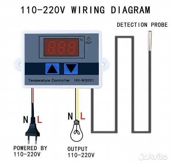 Терморегулятор 220В для инкубатора и растений