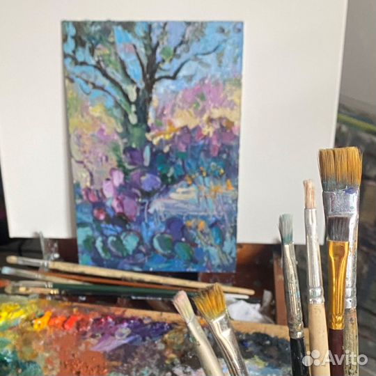 Картина маслом Фиолетовый пейзаж Абстракция