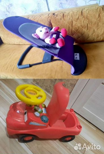 Детский шезлонг качели качалка баунсер + толокар