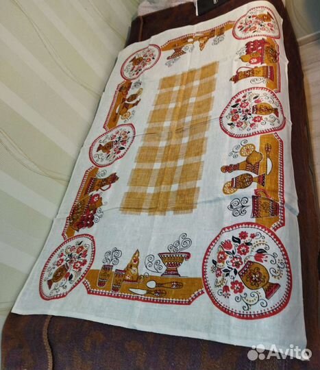 Скатерть винтажная лен 100 плотная новая с биркой