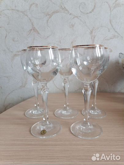 Фужер стекло позолота 5 шт