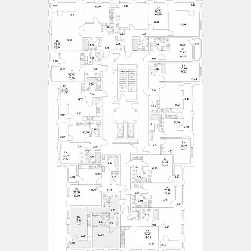 1-к. квартира, 46,6 м², 5/13 эт.