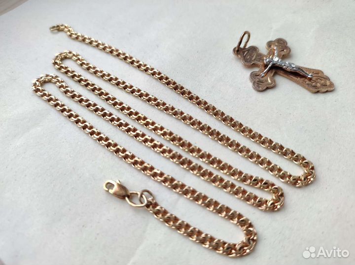 Цепь позолоченная с крестиком
