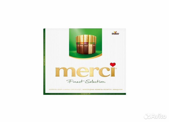Шоколадный набор Merсi Ассорти зелёный 250г (опт)