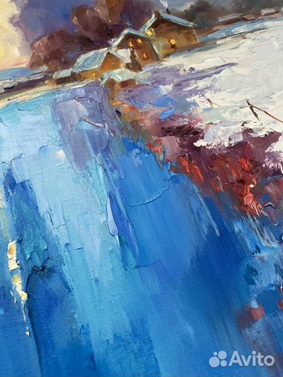 Картина маслом зимний пейзаж