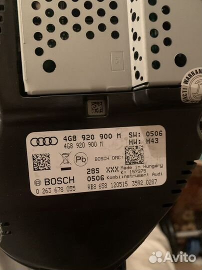 Панель приборов Audi A6 C7 2011-2016 4g8920900m