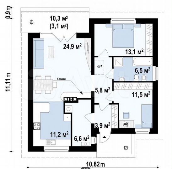Дом 110 м² на участке 5,9 сот.