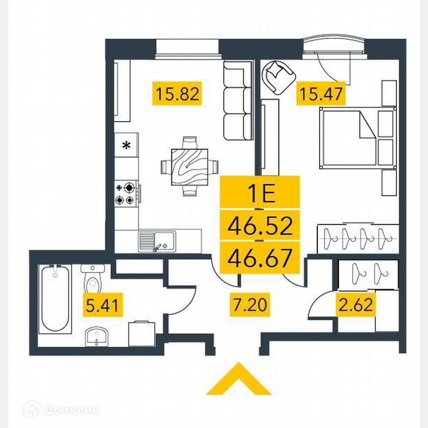 1-к. квартира, 47,4 м², 6/7 эт.