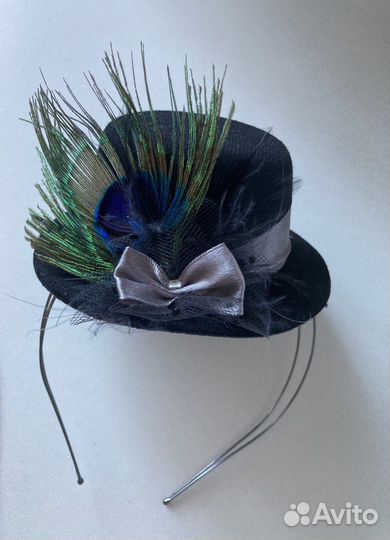 Шляпа шляпка ободок перо павлина вечеринка