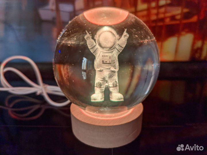Светильник 3D ночник Хрустальный шар декор новинка