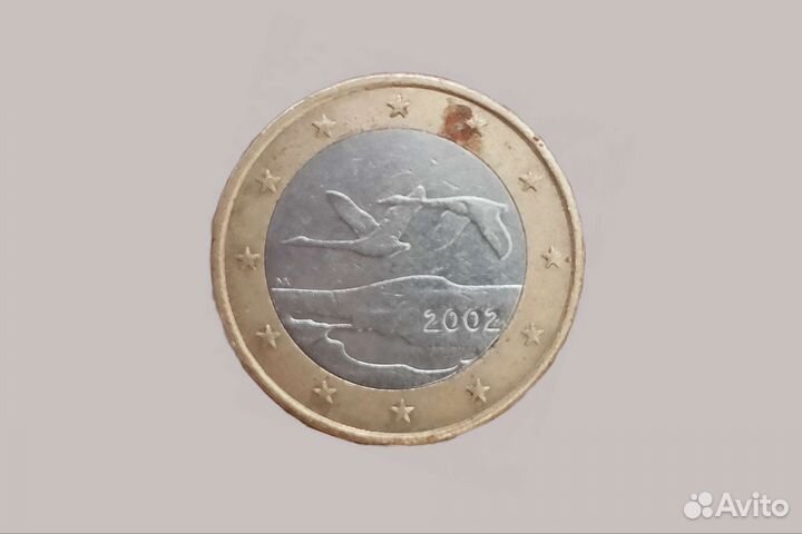 Монета 1 евро — Финляндия, «Два лебедя» 2002 г