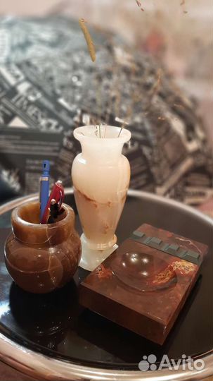 Вазы оникс винтажные, пепельница яшма из СССР