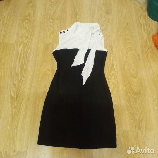 Платье черно-белое хлопок бант оригинальное
