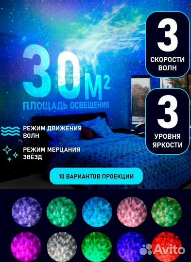 Ночник детский проектор звездное небо