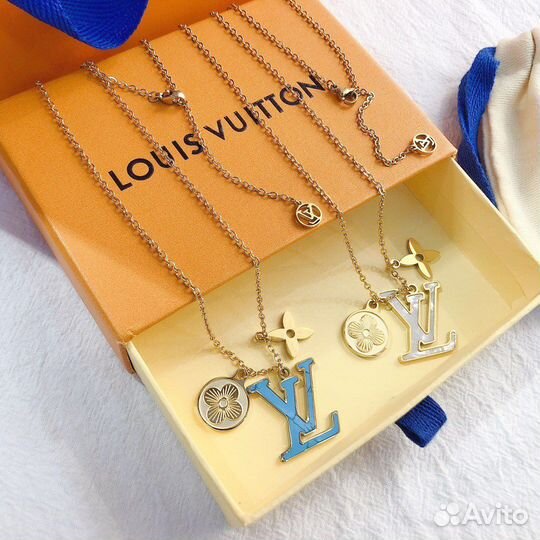 Подвеска колье louis vuitton премиум голубая