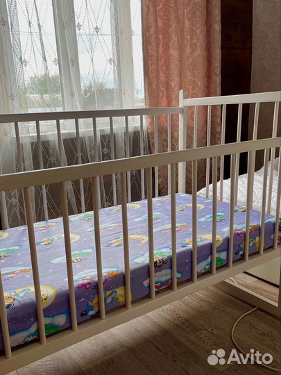 Новая детская кроватка - качалка + крепкий матрас