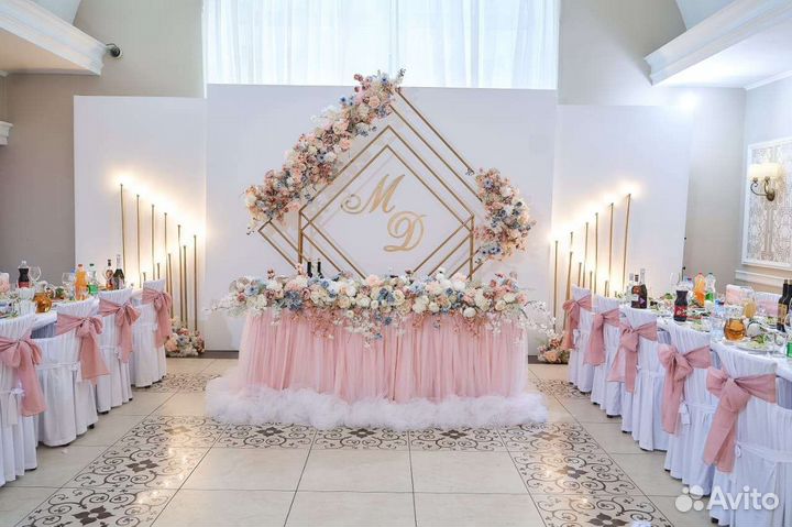 Оформление свадьбы, банкетного зала, президиума