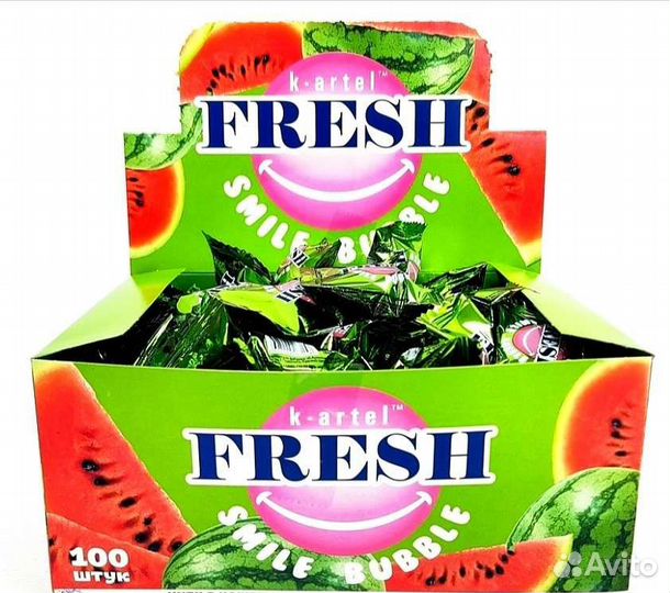 Жевательная резинка fresh smile bubble 100 штук