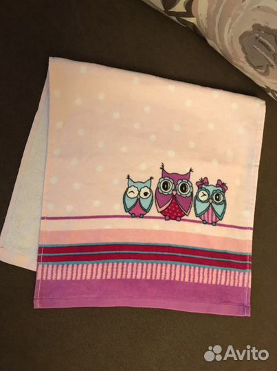 Новое детское махровое полотенце для рук «Совы»
