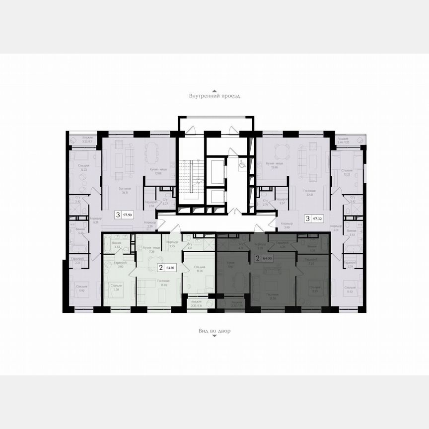 2-к. квартира, 64 м², 16/17 эт.