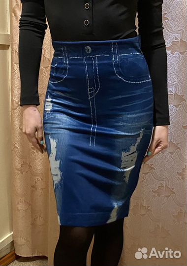 Юбка тканевая, рисунок jeans