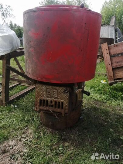 Чугунная печь для бани с баком для воды