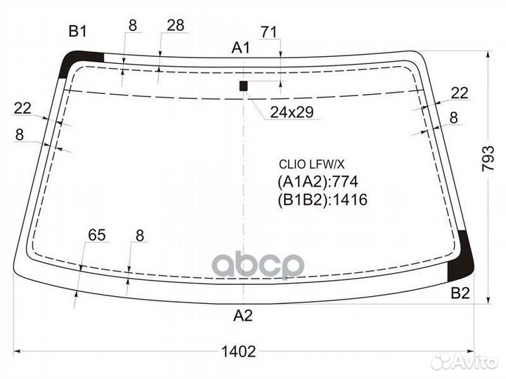Стекло лобовое renault clio 3/5D 90-98 clio LFW
