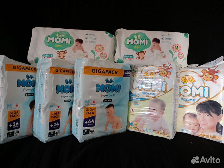 Подгузники трусики momi 3M, 4L, 5XL