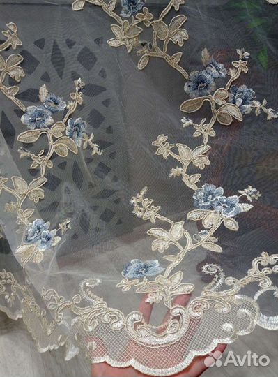 Тюль новая сетка,вышивка плотная котоновая.эмираты