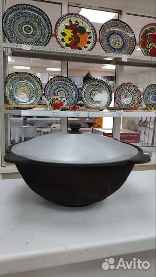 Казан чугунный обожжённый, готов к эксплуатации