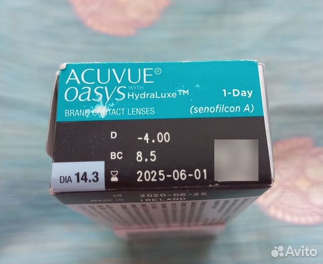 Линзы контактные acuvue oasys однодневные на -4.00