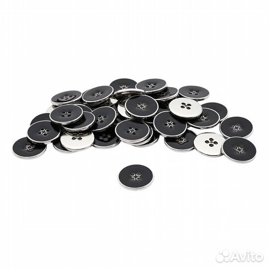 Black/S черный с серебром RB z-93 Пуговица 28L (18мм), 4 прокола пластик (Black/S черный с серебром)